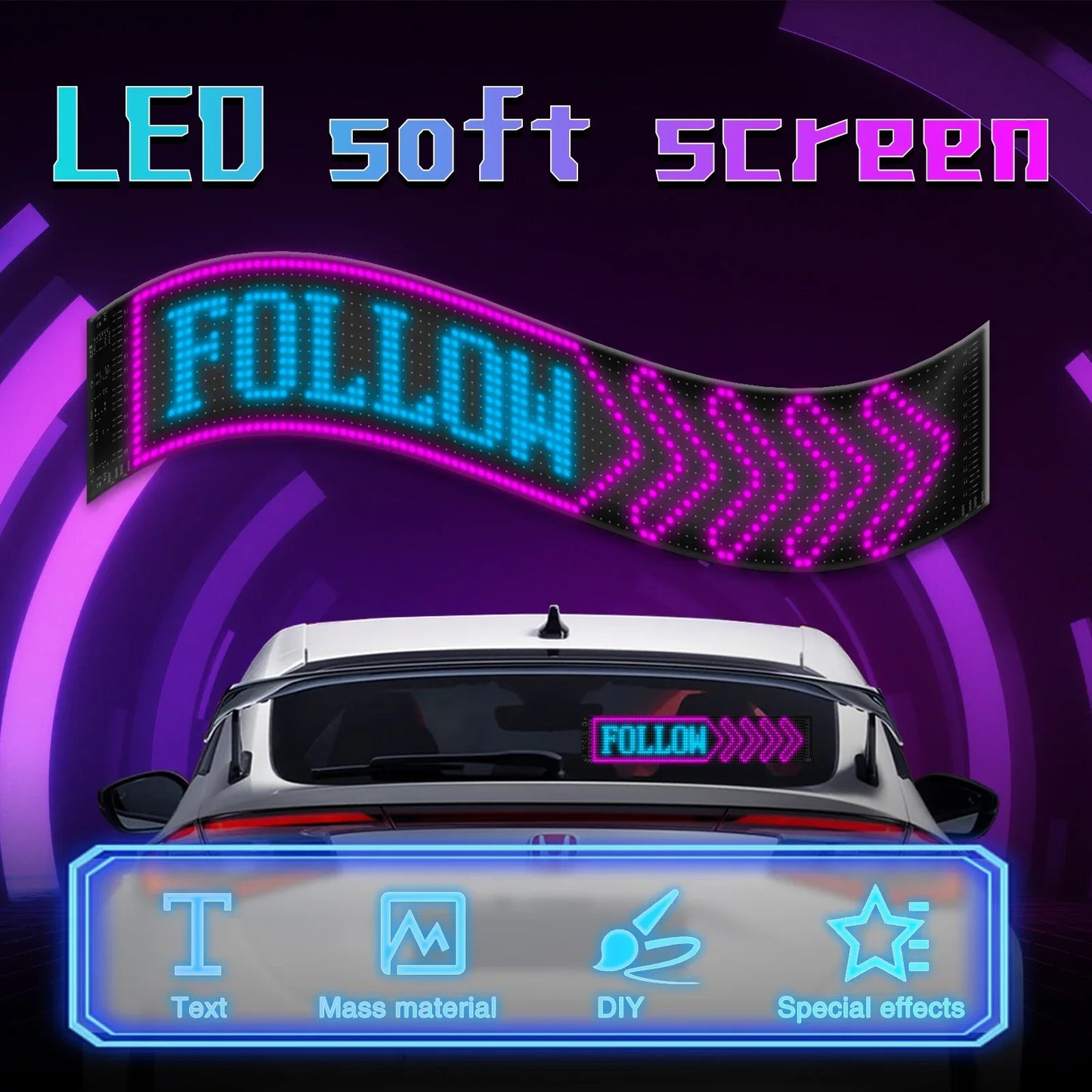 DIY RGB LED Matrix Car Panel: Custom Scrolling Text & Graffiti Screen with Bluetooth Control