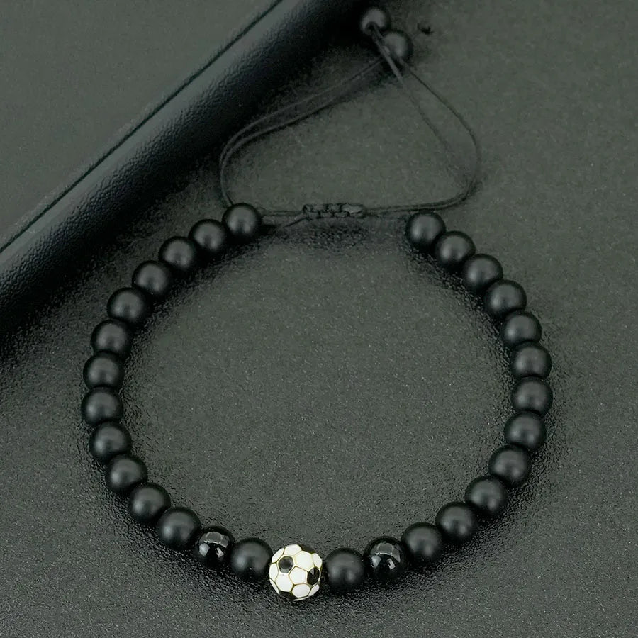 ⚽ Black Onyx Football Bracelet for Men