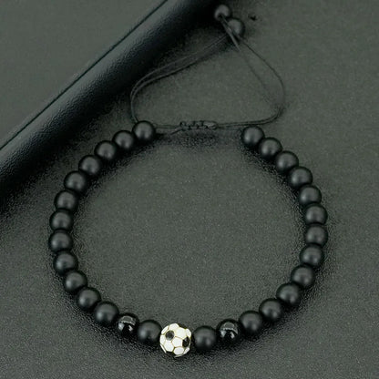 ⚽ Black Onyx Football Bracelet for Men