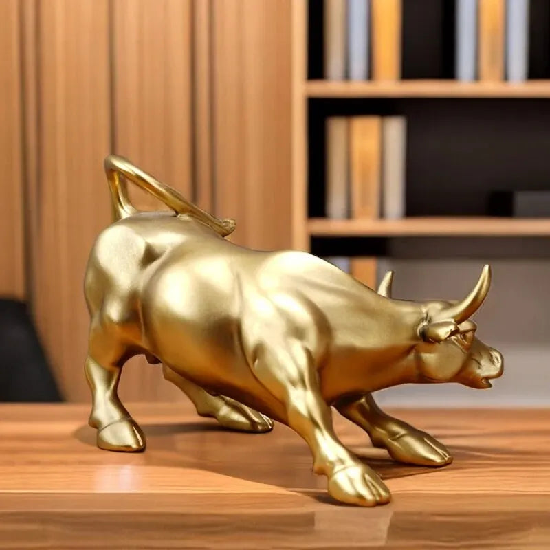 Wall Street Bull Market Resin Ornaments Feng Shui Fortune Statue