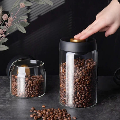Vacuum Sealed Glass Coffee Canister – Airtight Moisture-Proof Jar
