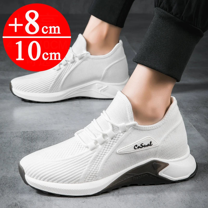 Men’s Elevator Sneakers with Hidden Heels – Breathable Height-Boosting Shoes (2.4/3.1/3.9 Inches)