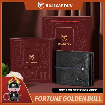 Cartera original BULLCAPTAIN de piel auténtica para hombre, cartera de negocios de diseño de marca.