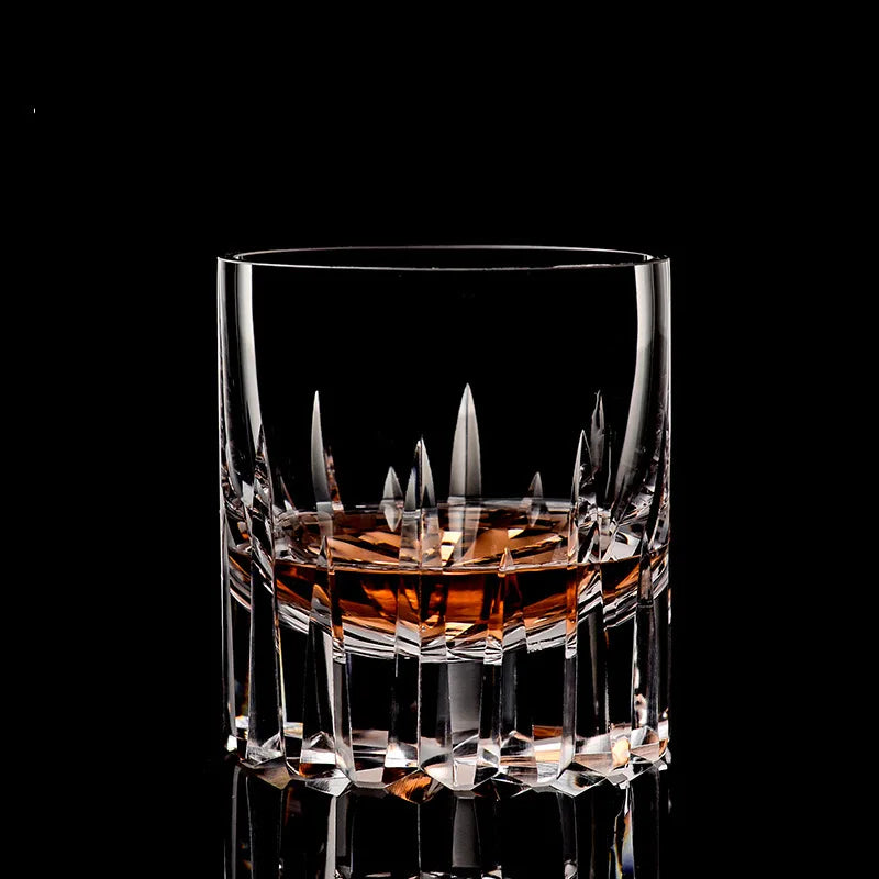 MGS Modern Style Vast Sky Manual Cut Crystal Sword Pattern Whisky Rock Glass