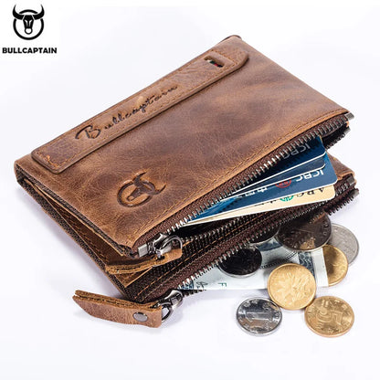 Original BULLCAPTAIN RFID Leather Wallet for Men – Genuine Leather, High Capacity