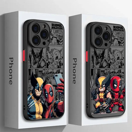 Marvel Deadpool and Wolverine Clear Matte Phone Case – Shockproof Silicone Bumper Case for iPhone 16/15/ Pro Max/ Plus