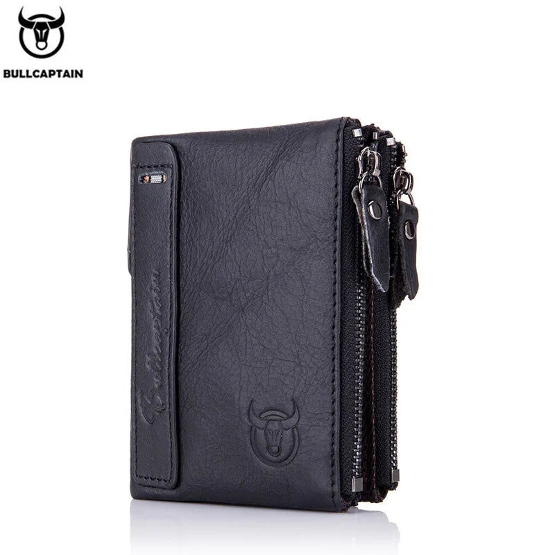 Original BULLCAPTAIN RFID Leather Wallet for Men – Genuine Leather, High Capacity