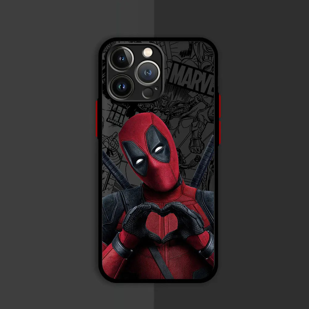 Marvel Deadpool Hard PC Luxury Matte Cover Case for iPhone 11, 12, 13, 14, 15, 16 Pro, Max, Mini, and Plus