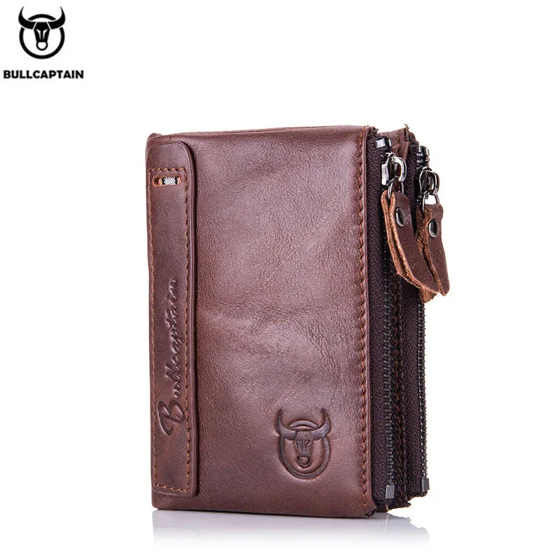 Original BULLCAPTAIN RFID Leather Wallet for Men – Genuine Leather, High Capacity