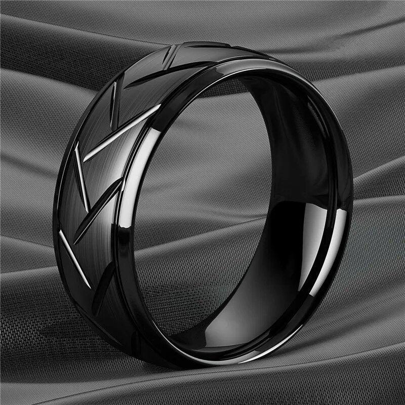 8mm Black Titanium steel Ring for Men - Man Gifts Shop