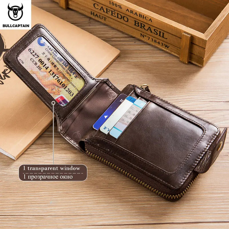 Original BULLCAPTAIN Men's Genuine Leather RFID Wallet – Slim, Secure & Stylish