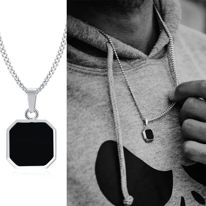 MGS Men's Geometric Square Pendant Necklaces: Casual Vintage Cool - Man Gifts Shop