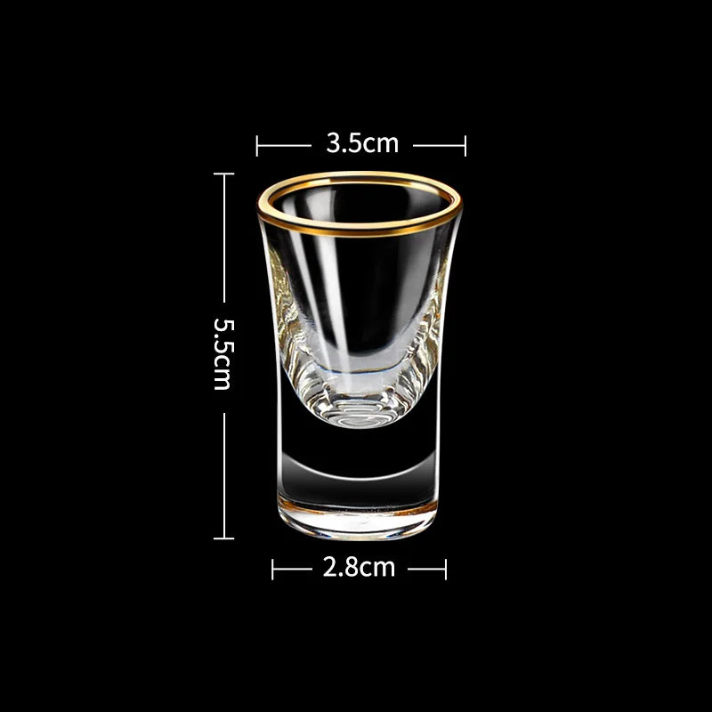 6-Piece Gold Rim Shot Glass Set – Elegant Glass Cups for Spirits & Baijiu