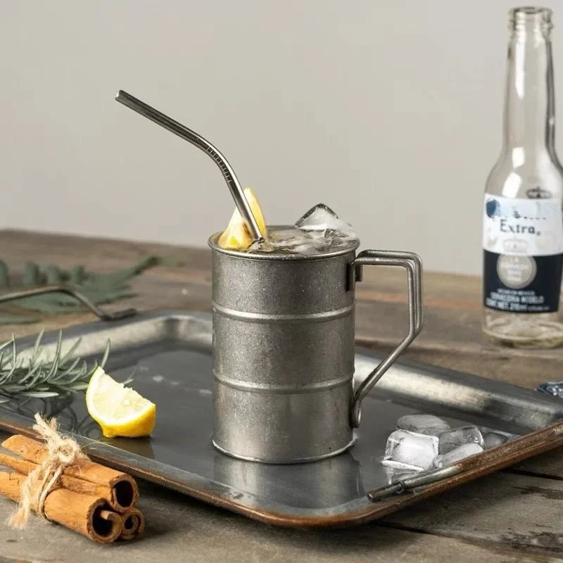 Cheers in Style: Retro Stainless Steel Oil Barrel Beer Mug – Your Industrial-Chic Drinking Essential