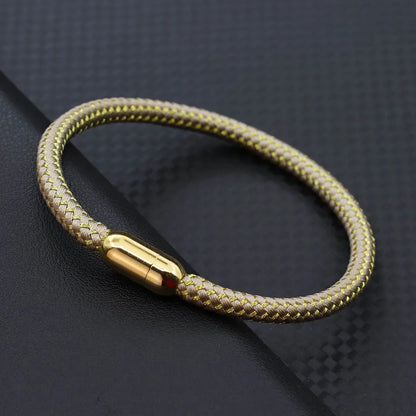Gold Stainless Steel Men’s Magnetic Rope Bracelet 6mm – Luxury Outdoor Casual