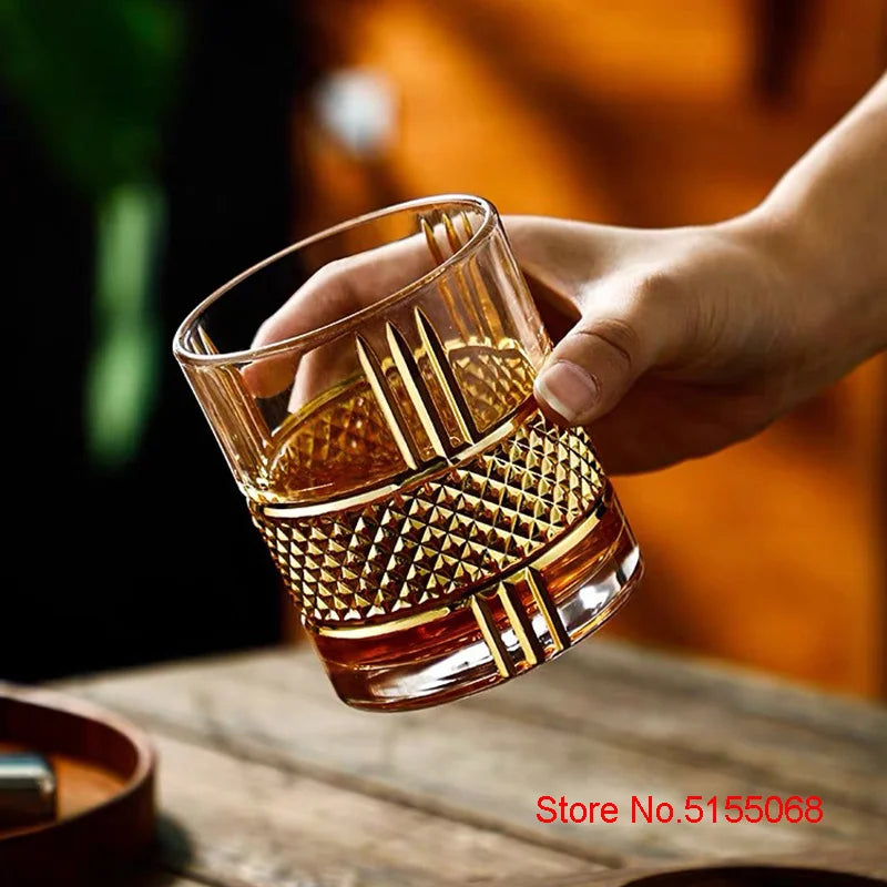 Sip in Style with the European Luxury Golden Old Fashioned Whiskey Rock Glass