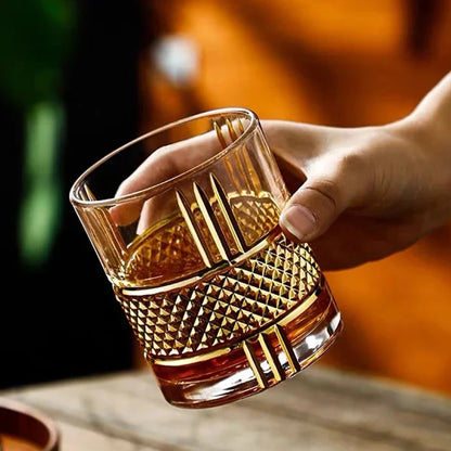 Sip in Style with the European Luxury Golden Old Fashioned Whiskey Rock Glass