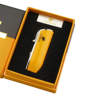Metal Windproof 3-Jet Blue Flame Cigar Lighter with Built-in Cutter - Man Gifts Shop