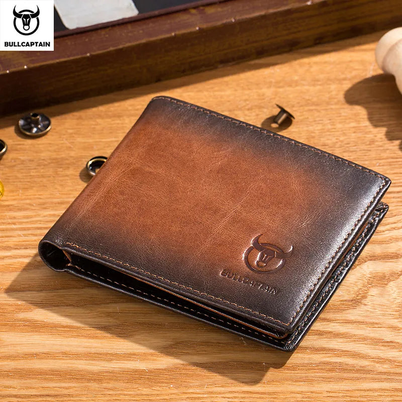 Original BULLCAPTAIN RFID Blocking Men's Leather Wallet Bifold Slim Wallet Multi-card Card Holder - Man Gifts Shop