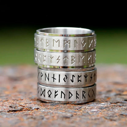 Embrace Connection: Rotatable Viking Rune Ring - 316L Stainless Steel Odin Letter Rings for Couples - Simple Yet Powerful Amulet Jewelry - Man Gifts Shop