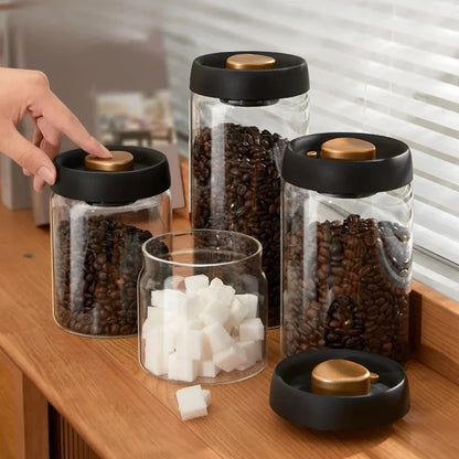 Vacuum Sealed Glass Coffee Canister – Airtight Moisture-Proof Jar