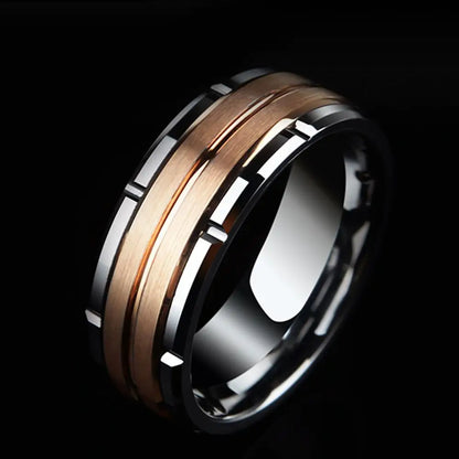 Men's Charm Wedding Band 8mm Tungsten Carbide Promise Rings For Men Brown Color White Zircon Jewelry - Man Gifts Shop