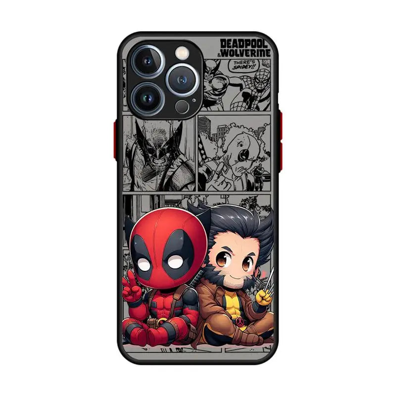 Marvel Deadpool and Wolverine Clear Matte Phone Case – Shockproof Silicone Bumper Case for iPhone 16/15/14/13/12/11 Pro Max, Mini, XS, XR, X, 7, 8 Plus