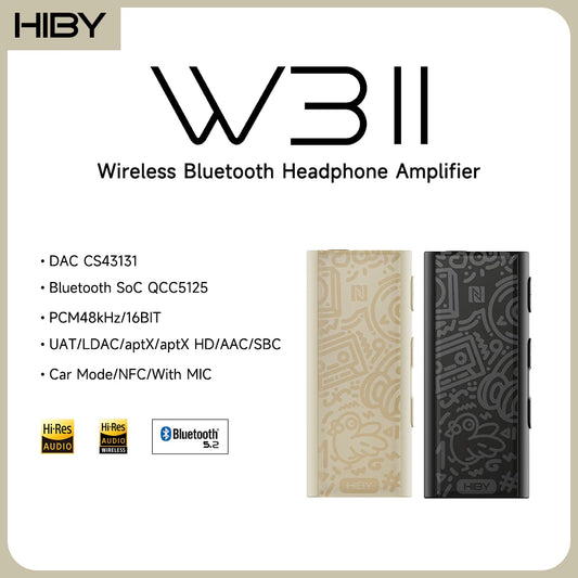 HiBy W3 II/W3 GEN 2 Type C USB DAC Dongle Wireless Bluetooth Decoder Headphone Amplifier AMP CarPlay NFC CVC Mic for Android iOS