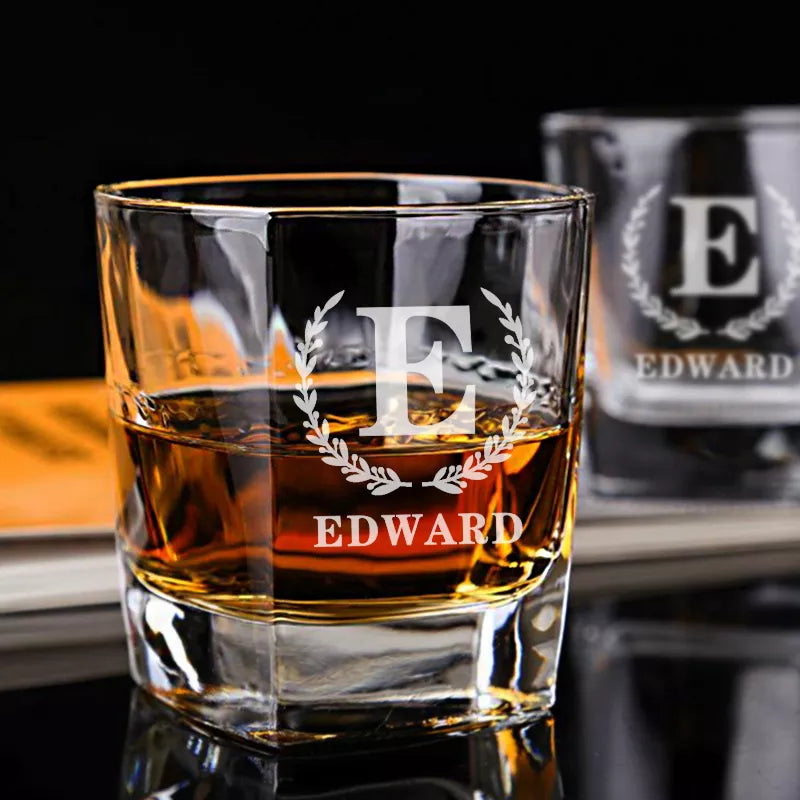 Customized Whiskey Glasses: Monogrammed Rocks Glass for Personalized Glassware, Ideal for Groomsmen Proposals and Father's Gifts - Man Gifts Shop