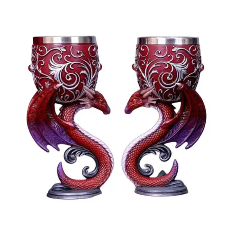 Unleash Your Spirit: Western Dragon Goblet - Personalized Stainless Steel Red Wine Cup with 3D Wolf Head Design