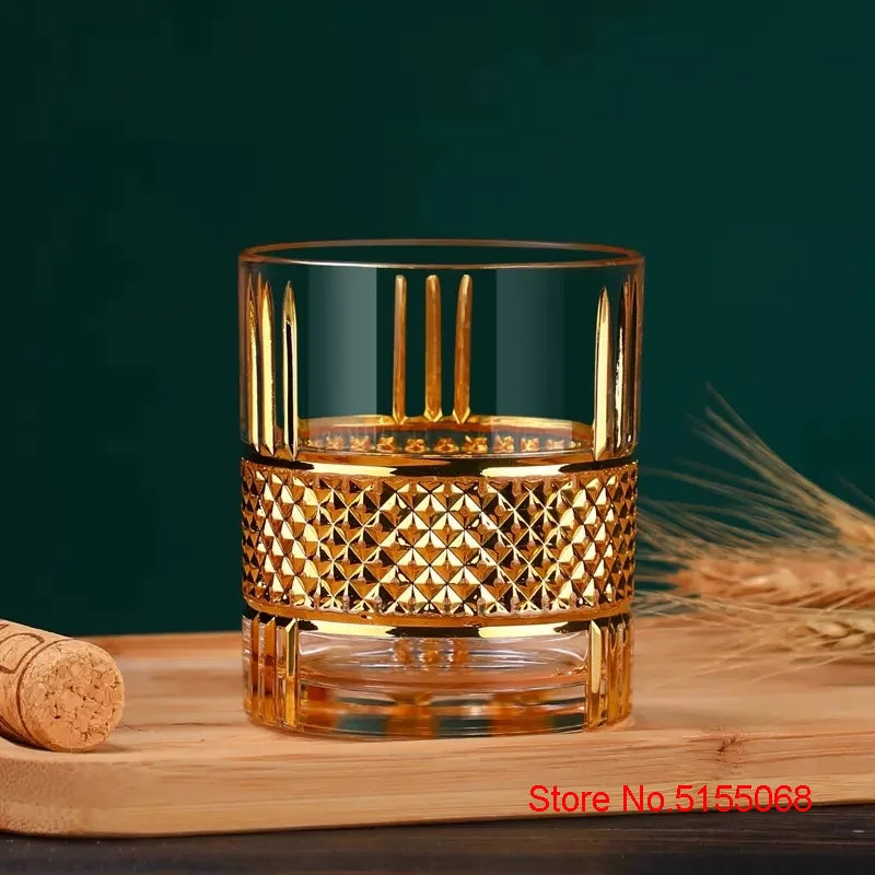 Sip in Style with the European Luxury Golden Old Fashioned Whiskey Rock Glass