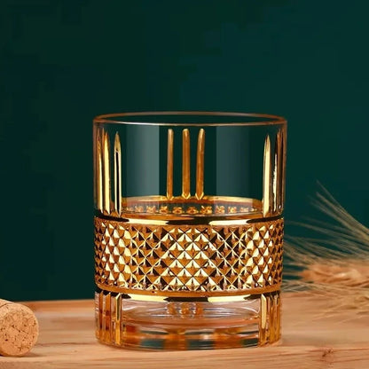 Sip in Style with the European Luxury Golden Old Fashioned Whiskey Rock Glass