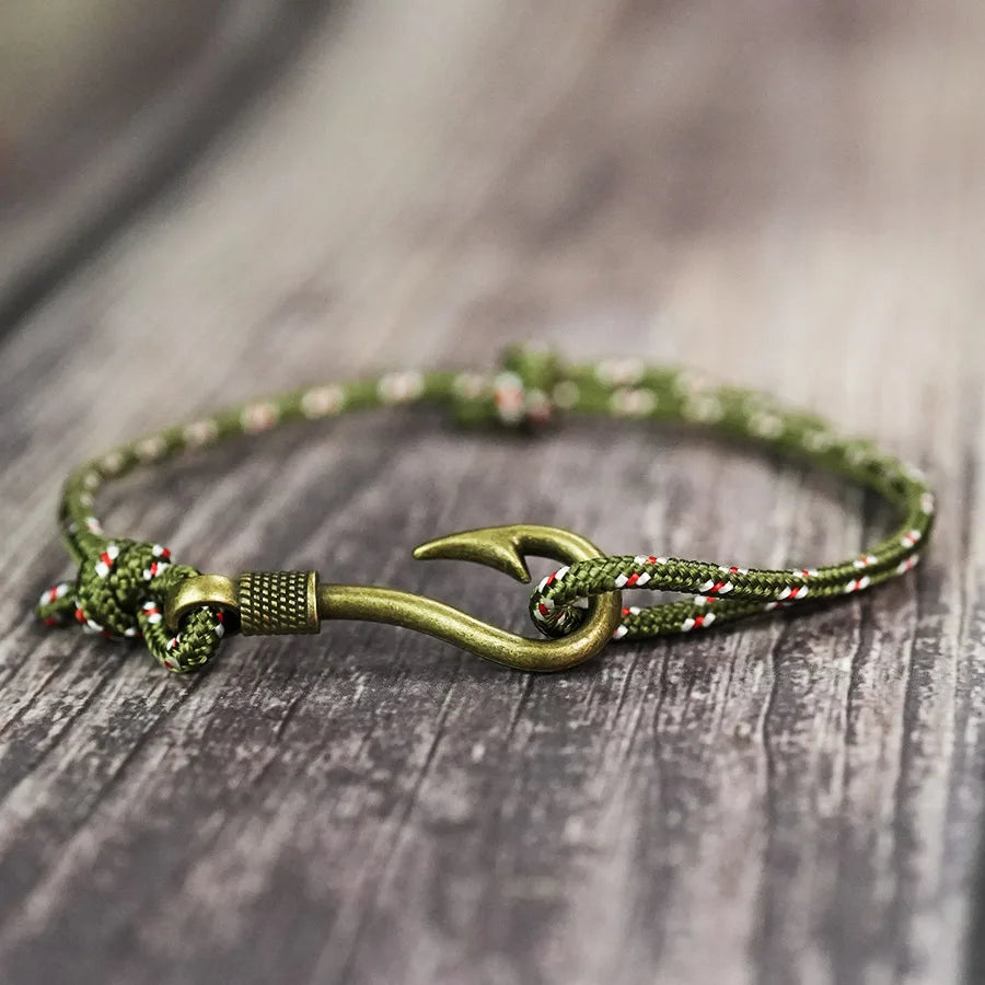 Knotic Retro Fishhook Bracelet for Men – Adjustable Handmade Nautical Style