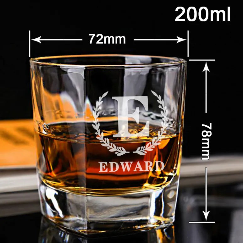 Customized Whiskey Glasses: Monogrammed Rocks Glass for Personalized Glassware, Ideal for Groomsmen Proposals and Father's Gifts - Man Gifts Shop