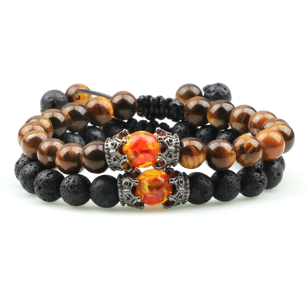 MGS Black Lava Stone Beads Charm Bracelet - Man Gifts Shop