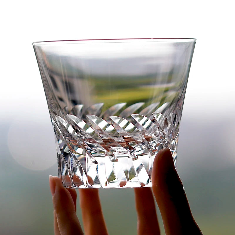 MGS Crystal Whisky / Scotch Lead - Free Hand Cut 8.5oz Glass With Gift Box