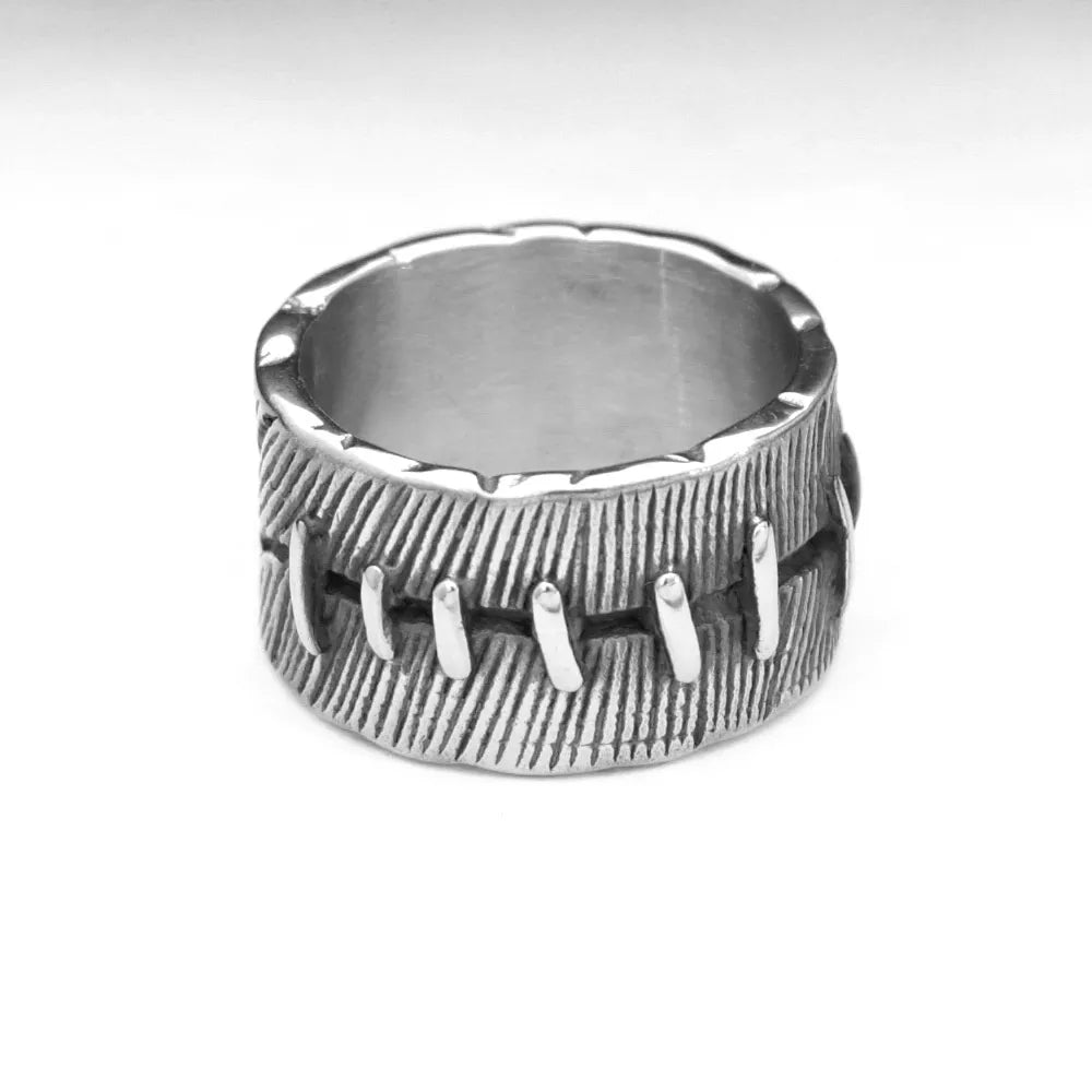 Unleash Bold Style: MGS Creative Chimeric Suture Stainless Steel Ring – Punk Biker Vibes for Men and Women, Vintage Gothic Jewelry Sizes 7 to 15 - Man Gifts Shop