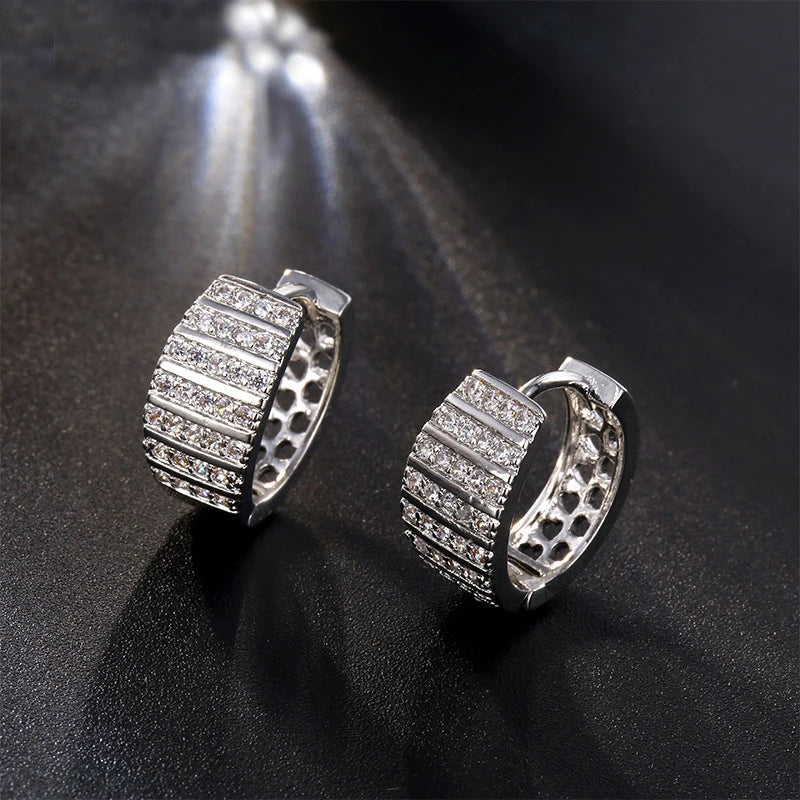 MGS Iced Out Hoop Earrings Zirconia Round Earrings for Men - Man Gifts Shop