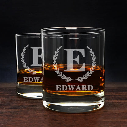Customized Whiskey Glasses: Monogrammed Rocks Glass for Personalized Glassware, Ideal for Groomsmen Proposals and Father's Gifts - Man Gifts Shop