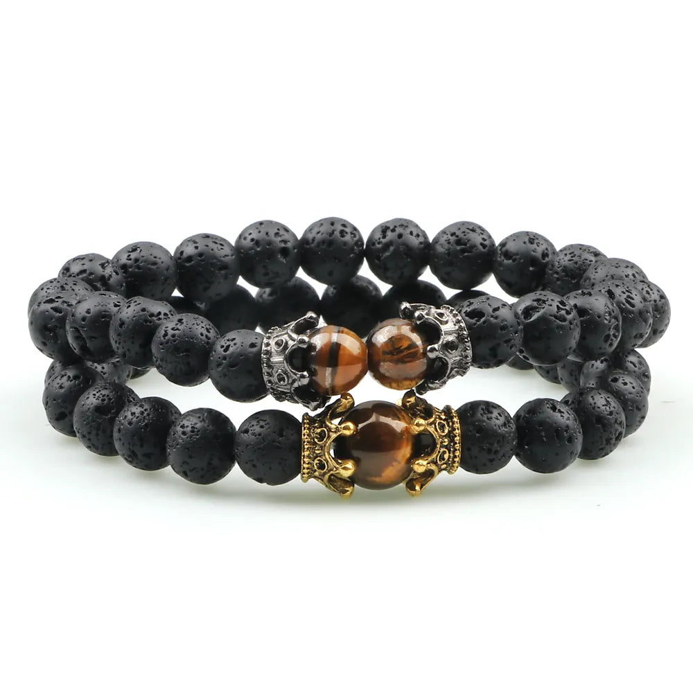 MGS Black Lava Stone Beads Charm Bracelet - Man Gifts Shop