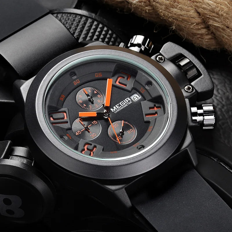 Original MEGIR Luxury Fashion Sport Military Chronograph Luminous Big Dial Men Watch - Man Gifts Shop