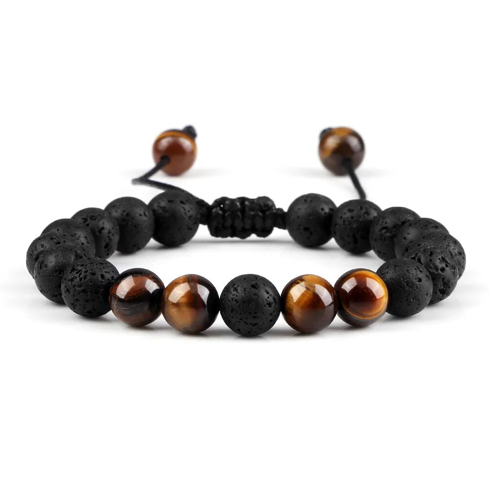 MGS Black Lava Stone Beads Charm Bracelet - Man Gifts Shop