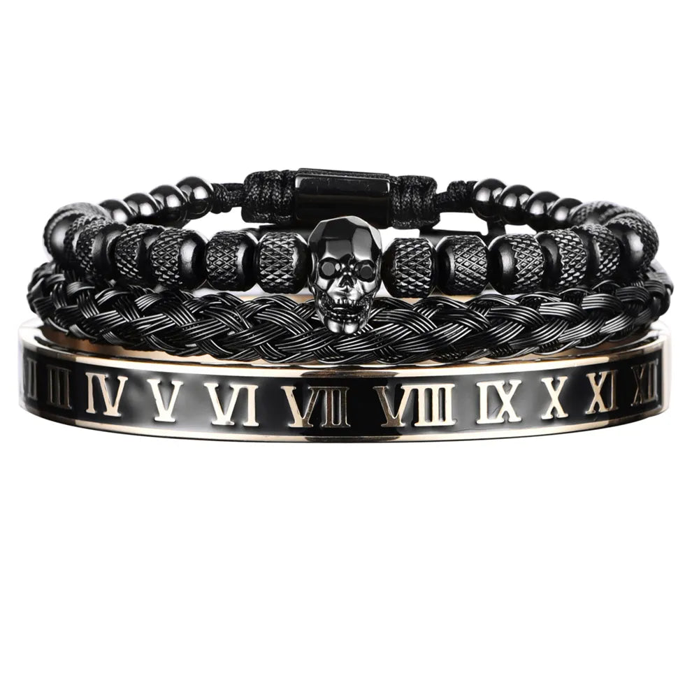 Chic Stainless Steel Rome Luxury Skull Bracelet - Man Gifts Shop