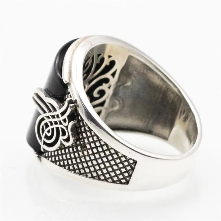 MGS Timeless Elegance: Statement-Making Men's Sterling Silver Ring with Natural Stone - Man Gifts Shop