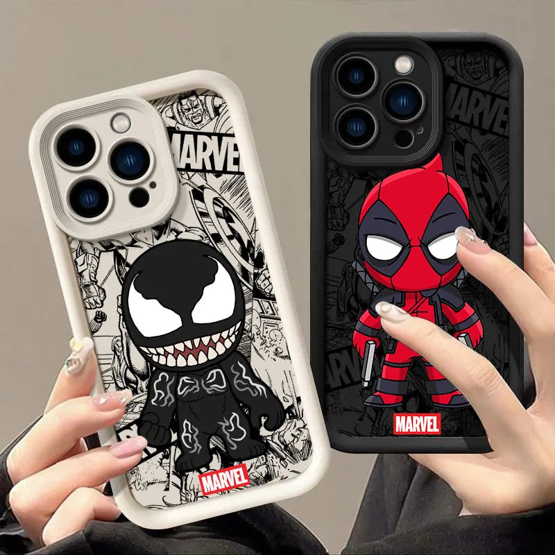 Marvel Cartoon Venom Deadpool Groot Phone Case for iPhone 14, 15 & 16 – Shockproof & Stylish Protection