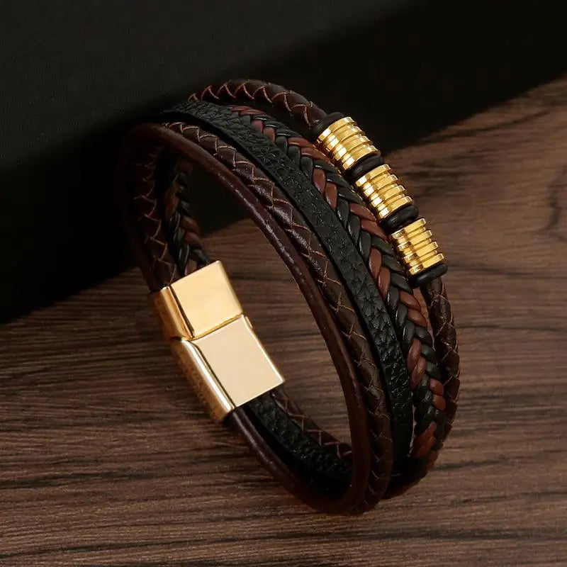 MGS Classic Men's Leather Bracelet New Style Hand-woven Multi-layer Jewelry - Man Gifts Shop