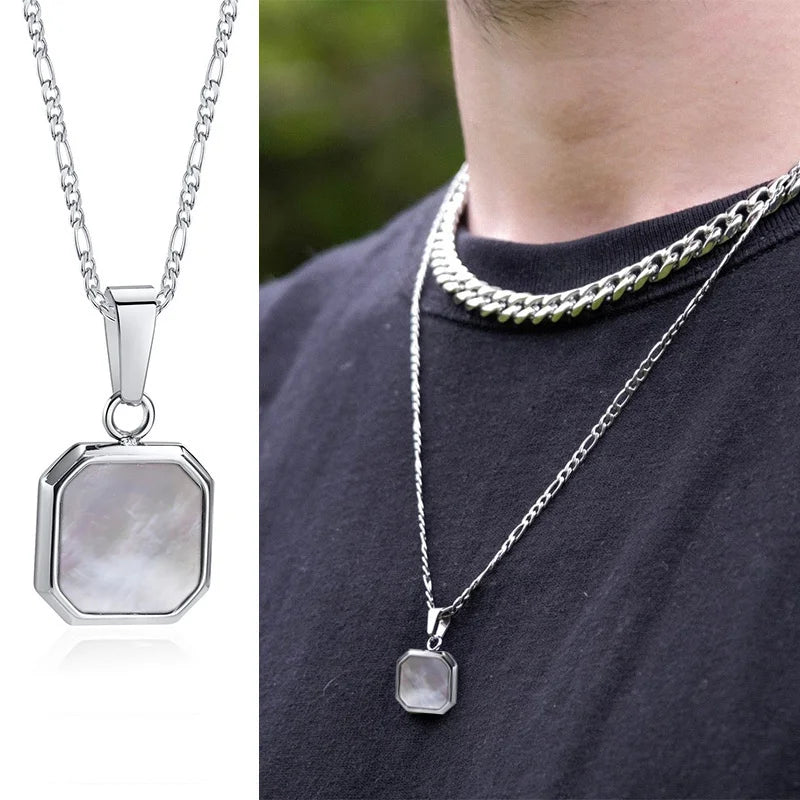 MGS Men's Geometric Square Pendant Necklaces: Casual Vintage Cool - Man Gifts Shop