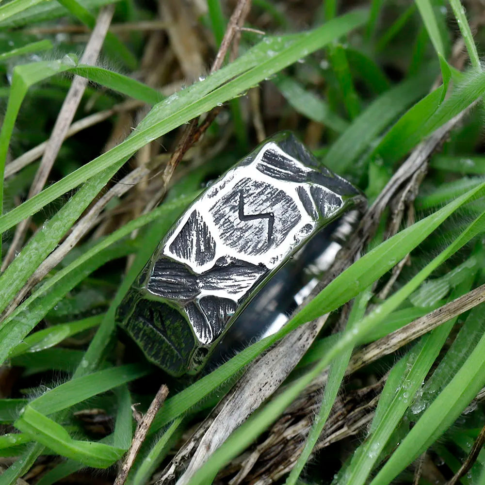 MGS Vintage 316L Stainless Steel Viking rune Ring for Men