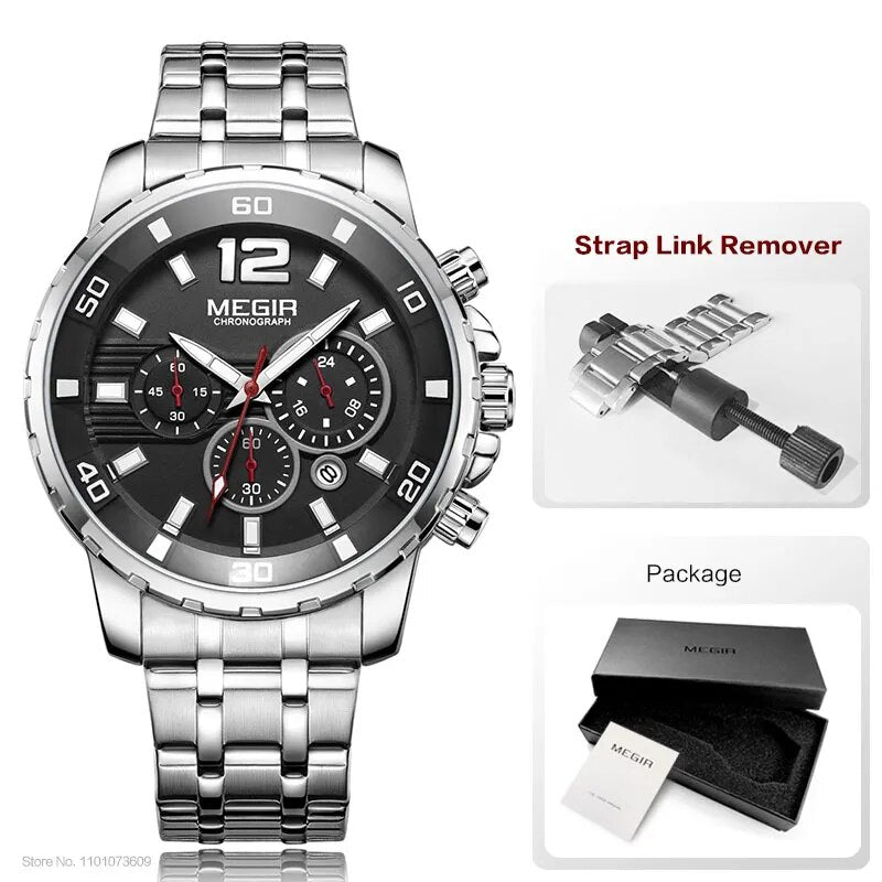 Original MEGIR Men's Stainless Steel Quartz Watch - Man Gifts Shop