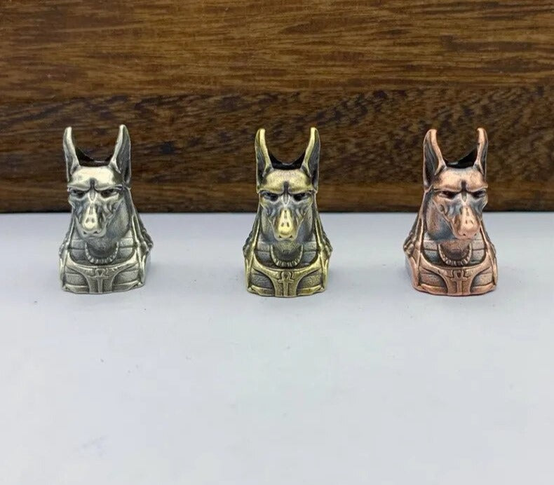 Ancient Egypt Death God Anubis Jackal Head Brass EDC Knife Beads DIY Paracord Woven Lanyard Pendants Jewelry Outdoor Accessories - Man Gifts Shop